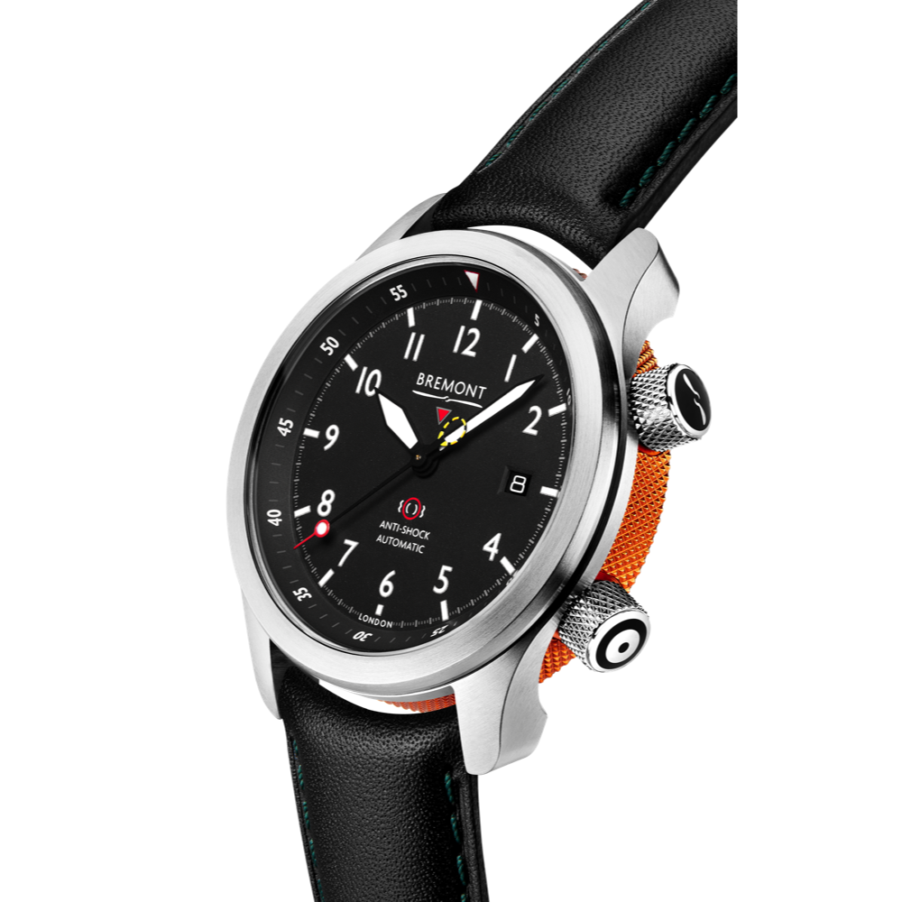 Bremont Watch Company Configurator MBII Custom Stainless Steel, Black Dial with Orange Barrel & Open Case Back