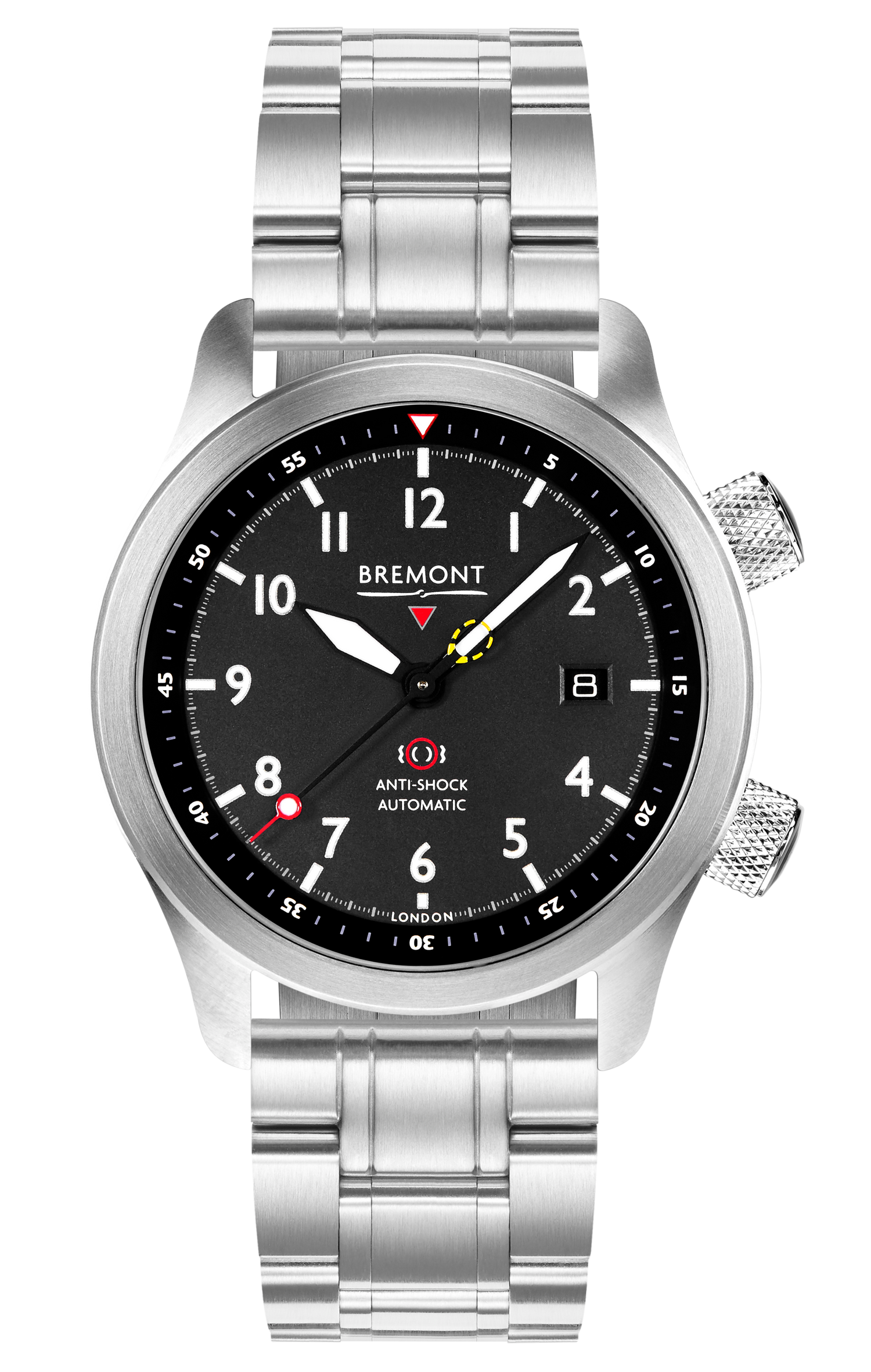 Bremont Watch Company Configurator MBII Custom Stainless Steel, Black Dial with Dark Blue Barrel & Closed Case Back