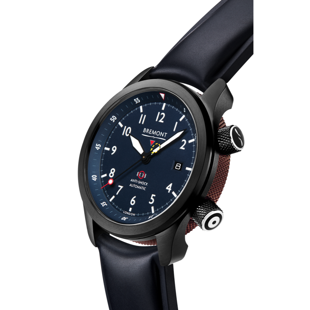 Bremont Watch Company Configurator MBII Custom DLC, Blue Dial with Anthracite Barrel & Open Case Back