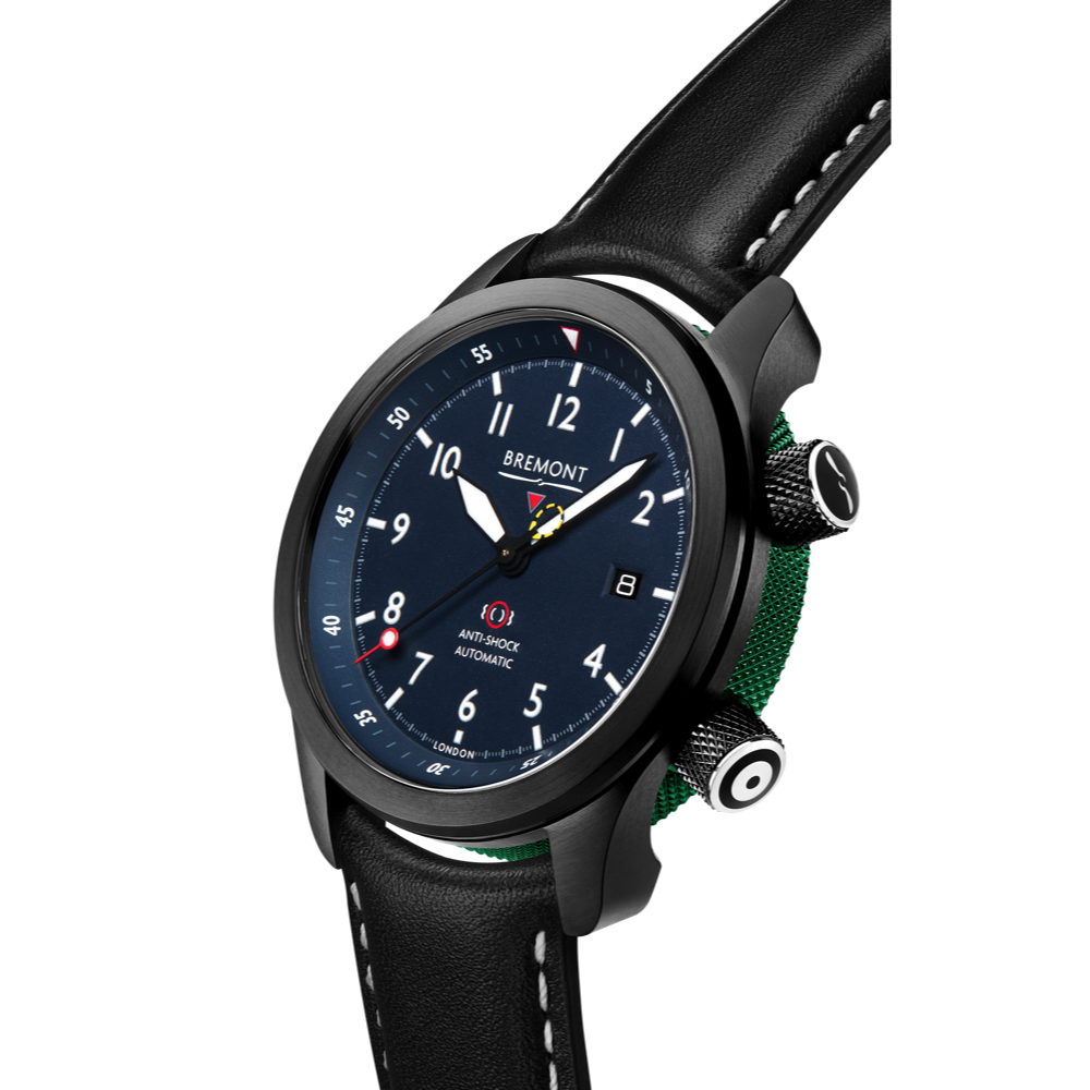 Bremont Watch Company Configurator MBII Custom DLC, Blue Dial with Green Barrel & Closed Case Back