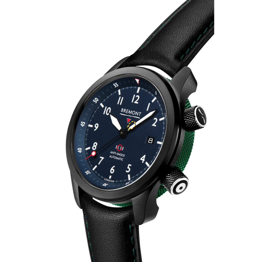 Bremont Watch Company Configurator MBII Custom DLC, Blue Dial with Green Barrel & Open Case Back