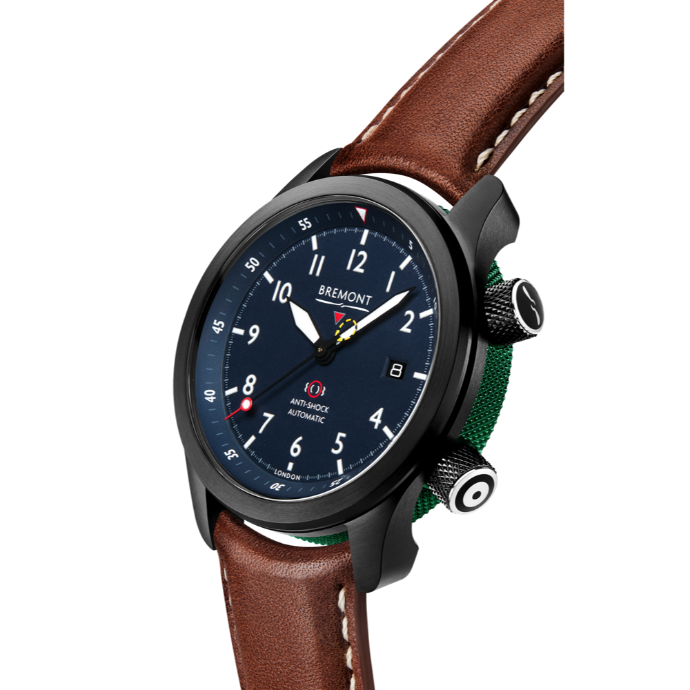 Bremont Watch Company Configurator MBII Custom DLC, Blue Dial with Green Barrel & Closed Case Back