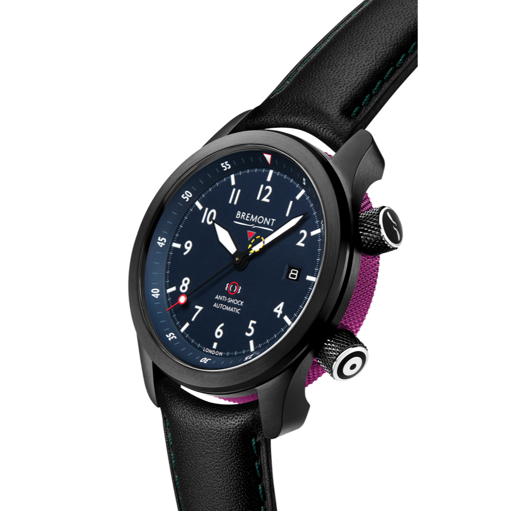 Bremont Watch Company Configurator MBII Custom DLC, Blue Dial with Purple Barrel & Open Case Back