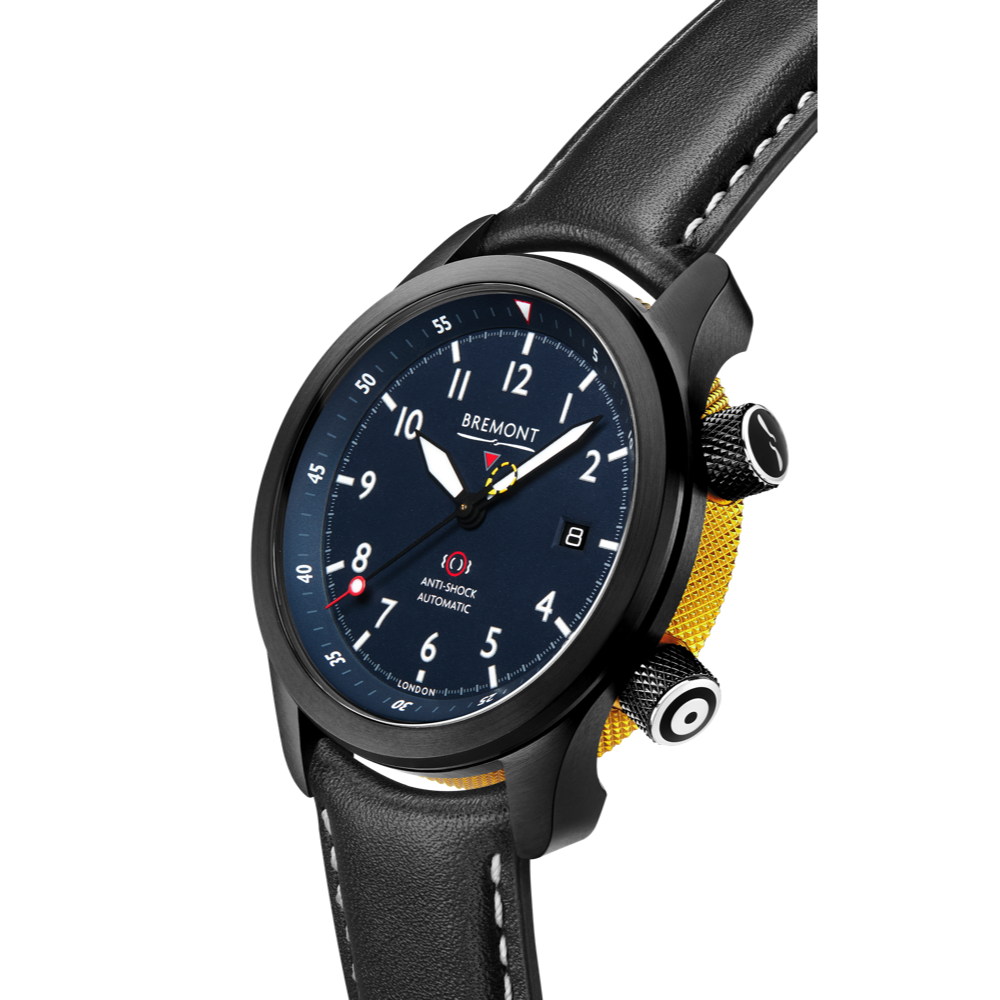 Bremont Watch Company Configurator MBII Custom DLC, Blue Dial with Yellow Barrel & Closed Case Back