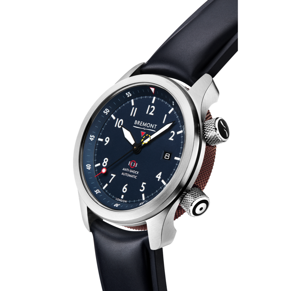 Bremont Watch Company Configurator MBII Custom Stainless Steel, Blue Dial with Anthracite Barrel & Open Case Back