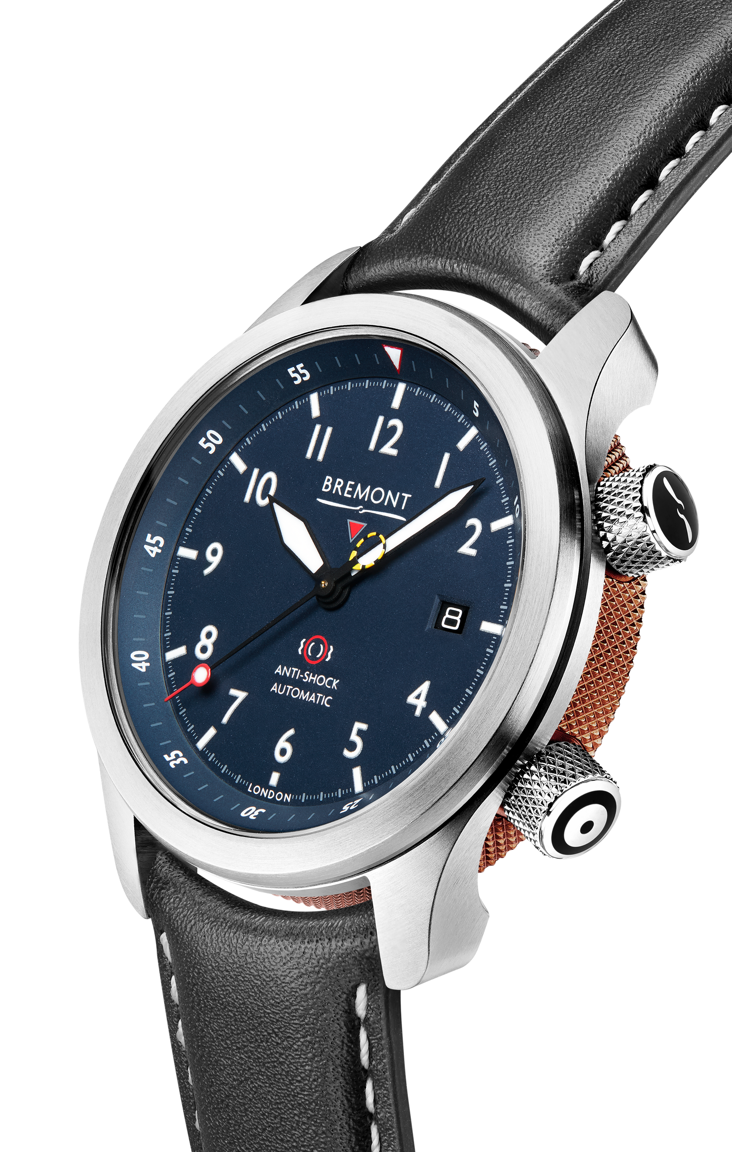 Bremont Watch Company Configurator MBII Custom Stainless Steel, Blue Dial with Bronze Barrel & Closed Case Back