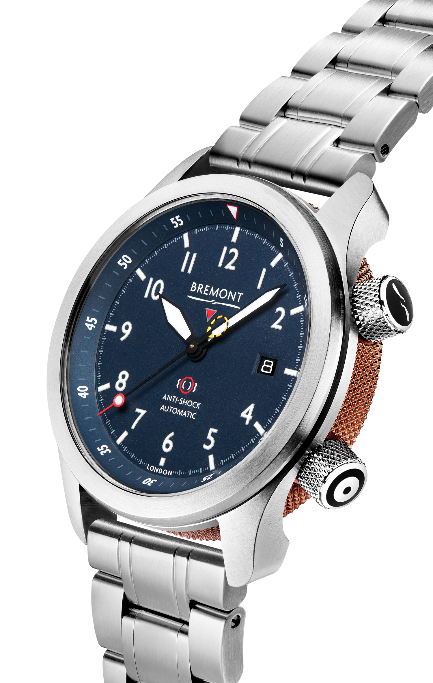 Bremont Watch Company Configurator MBII Custom Stainless Steel, Blue Dial with Bronze Barrel & Closed Case Back