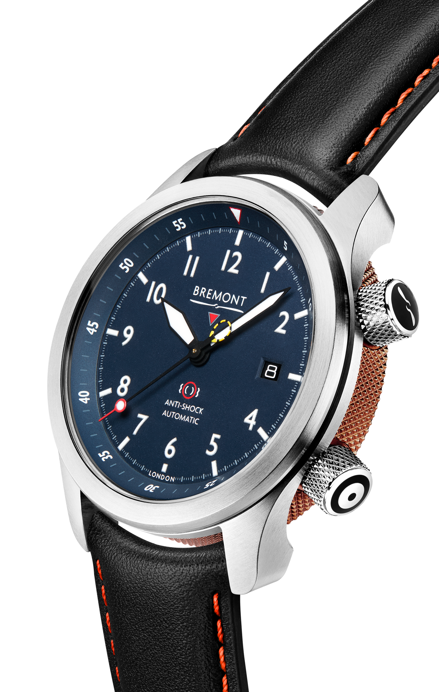 Bremont Watch Company Configurator MBII Custom Stainless Steel, Blue Dial with Bronze Barrel & Closed Case Back