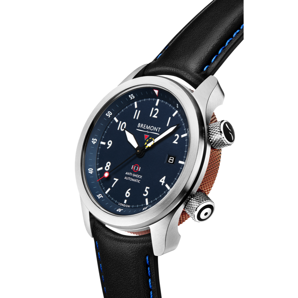 Bremont Watch Company Configurator MBII Custom Stainless Steel, Blue Dial with Green Barrel & Closed Case Back