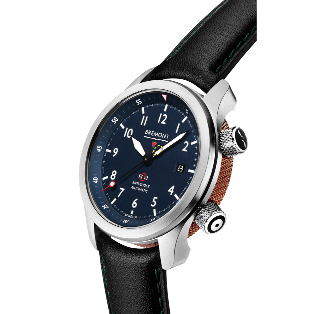 Bremont Watch Company Configurator MBII Custom Stainless Steel, Blue Dial with Green Barrel & Closed Case Back