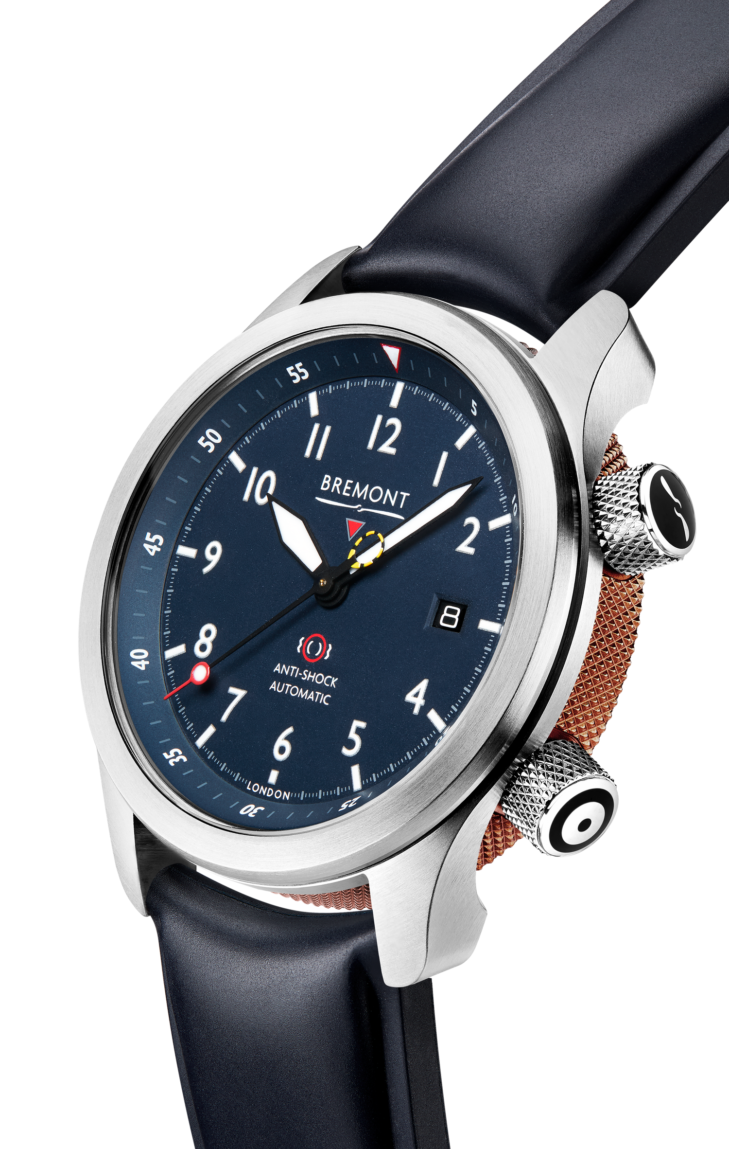 Bremont Watch Company Configurator MBII Custom Stainless Steel, Blue Dial with Bronze Barrel & Closed Case Back