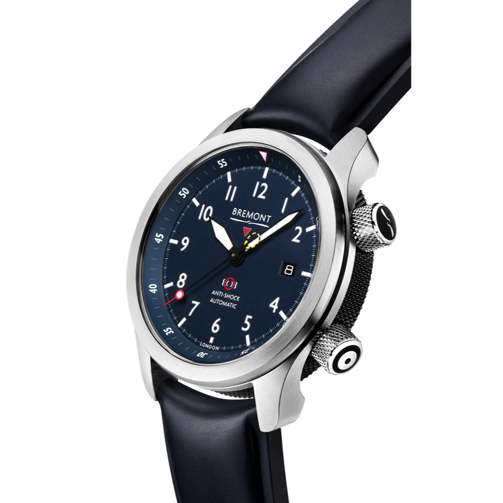 Bremont Watch Company Configurator MBII Custom Stainless Steel, Blue Dial with Jet Barrel & Open Case Back