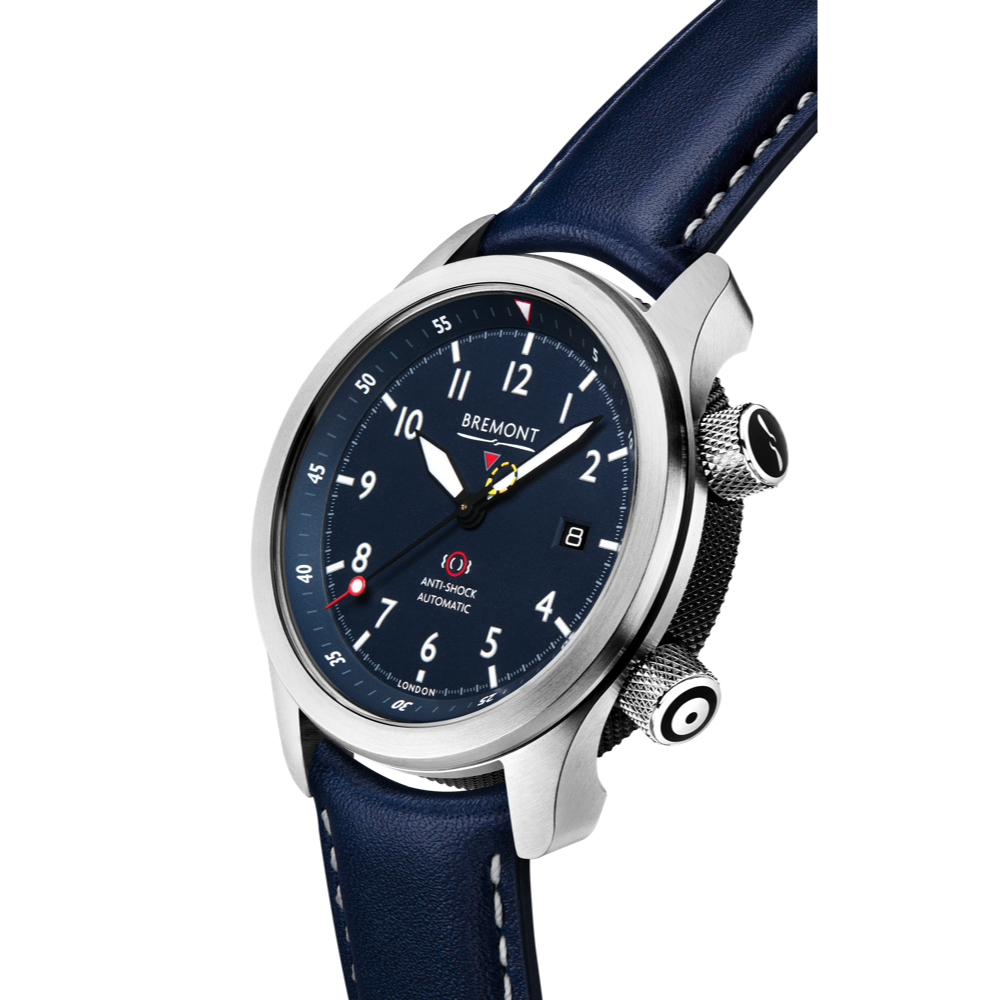 Bremont Watch Company Configurator MBII Custom Stainless Steel, Blue Dial with Jet Barrel & Open Case Back