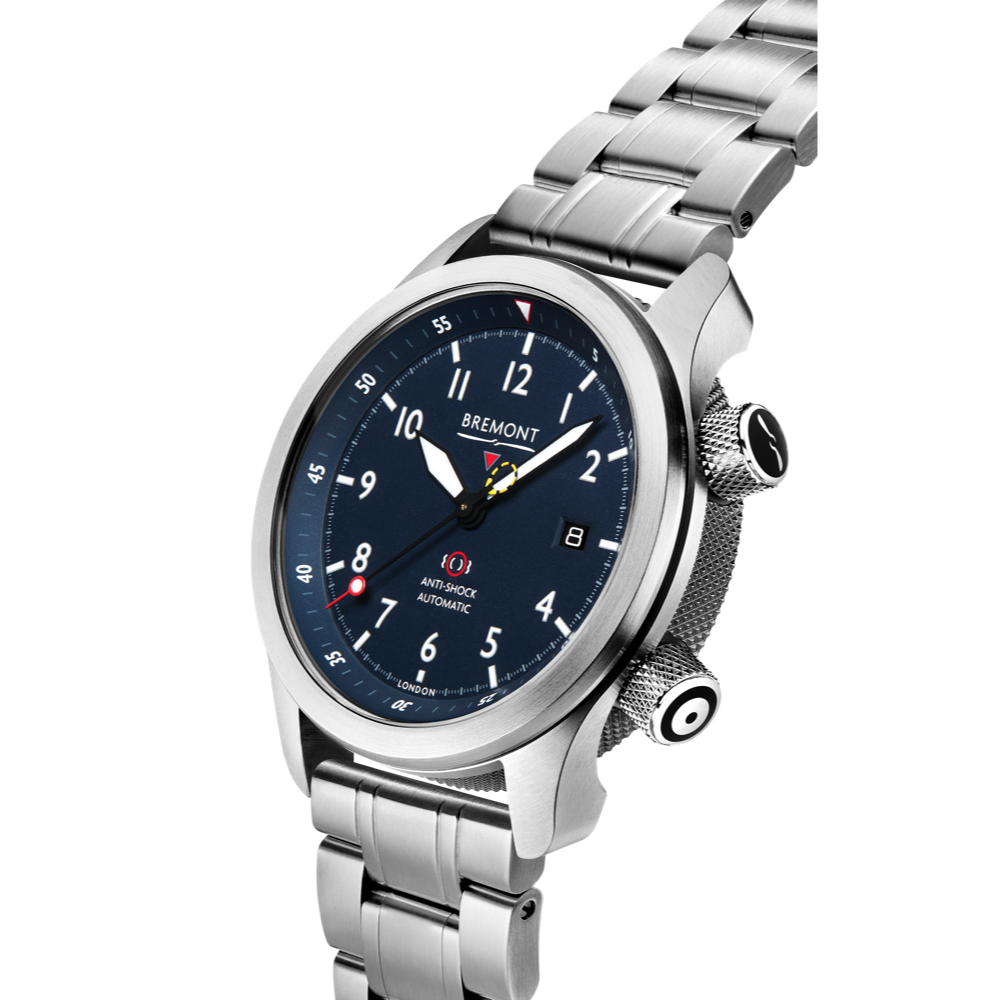 Bremont Watch Company Configurator MBII Custom Stainless Steel, Blue Dial with Titanium Barrel & Closed Case Back