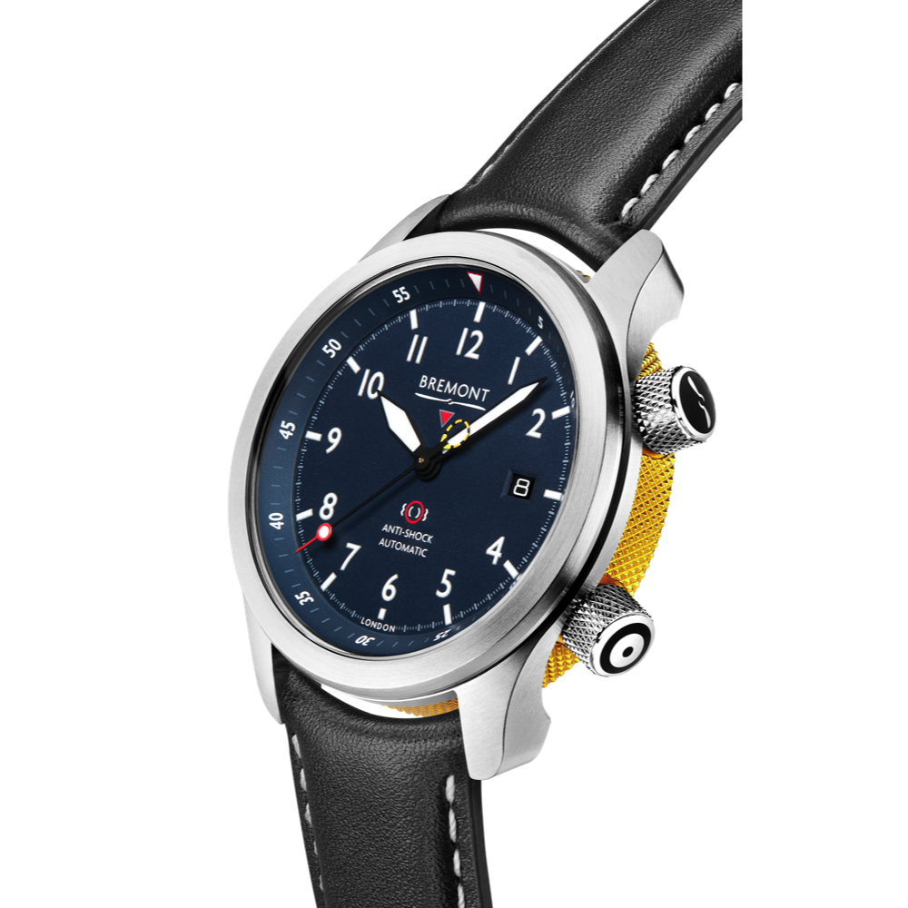 Bremont Watch Company Configurator MBII Custom Stainless Steel, Blue Dial with Yellow Barrel & Open Case Back