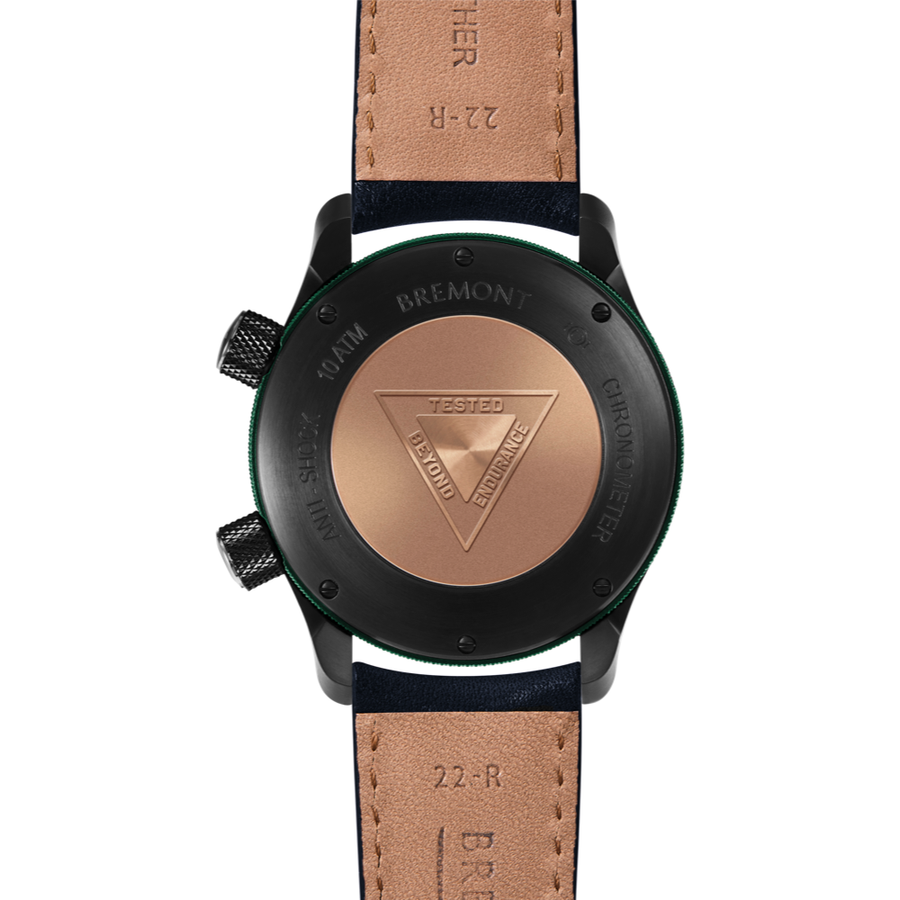 Bremont Watch Company Configurator MBII Custom DLC, Black Dial with Green Barrel & Closed Case Back