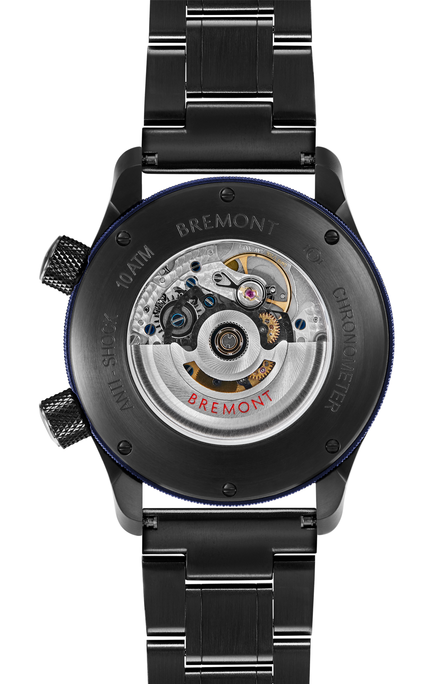 Bremont Watch Company Configurator MBII Custom DLC, Black Dial with Dark Blue Barrel & Open Case Back
