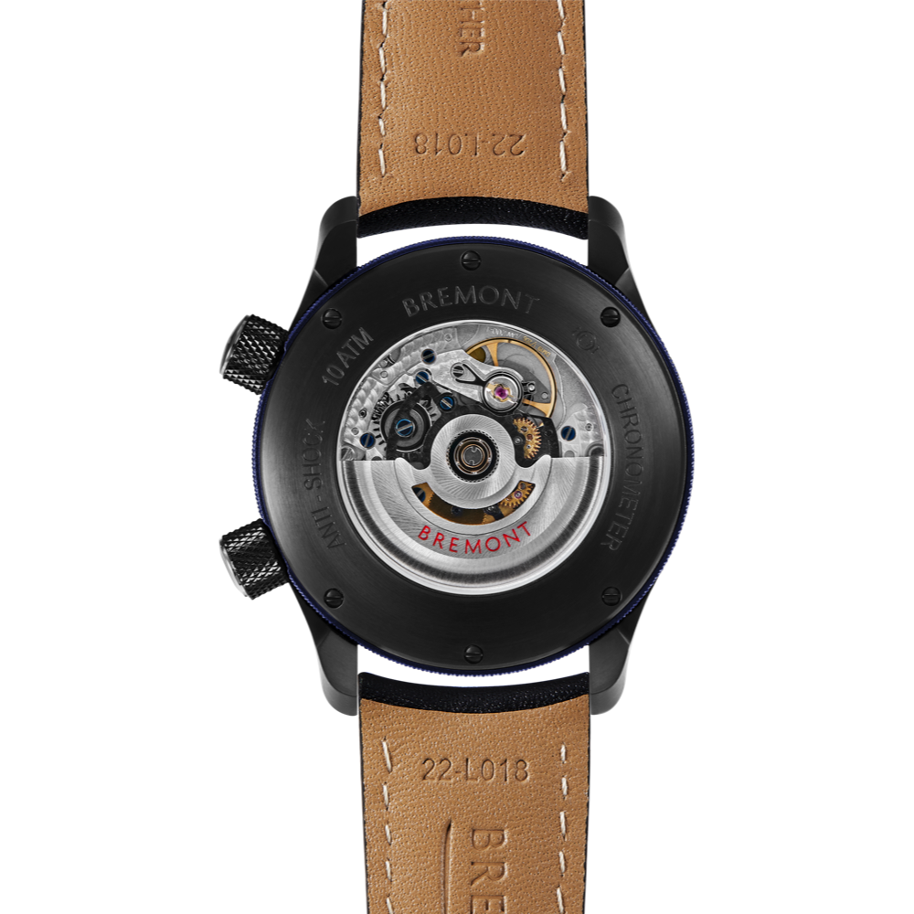 Bremont Watch Company Configurator MBII Custom DLC, Black Dial with Blue Barrel & Open Case Back