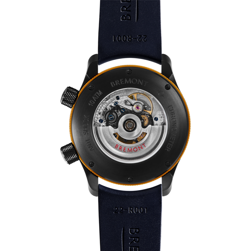 Bremont Watch Company Configurator MBII Custom DLC, Black Dial with Yellow Barrel & Open Case Back