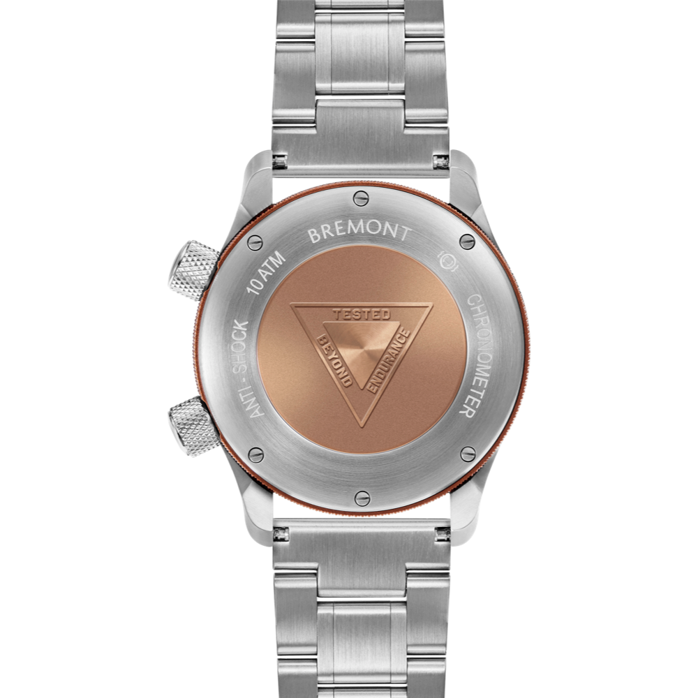 Bremont Watch Company Configurator MBII Custom Stainless Steel, White Dial with Bronze Barrel & Closed Case Back