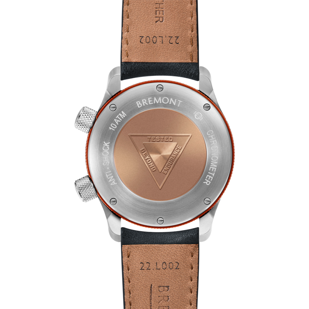 Bremont Watch Company Configurator MBII Custom Stainless Steel, White Dial with Orange Barrel & Closed Case Back