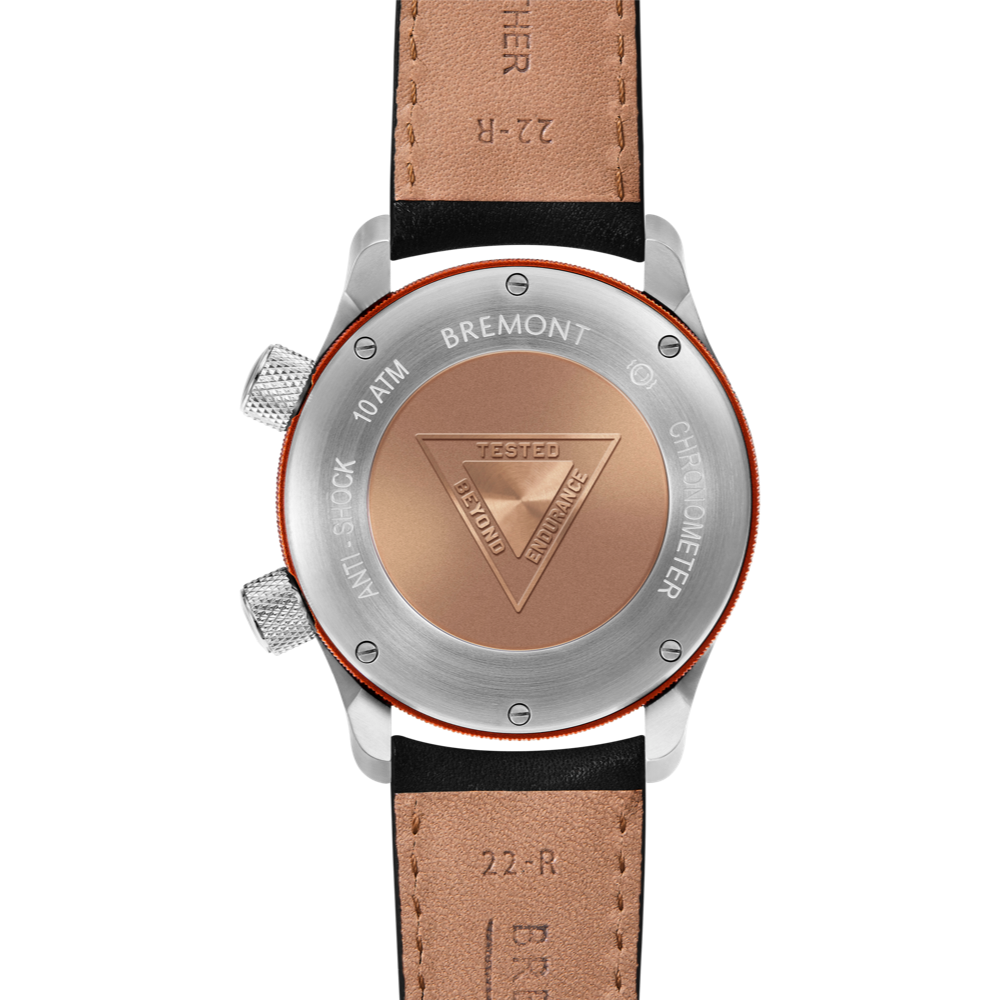 Bremont Watch Company Configurator MBII Custom Stainless Steel, White Dial with Orange Barrel & Closed Case Back