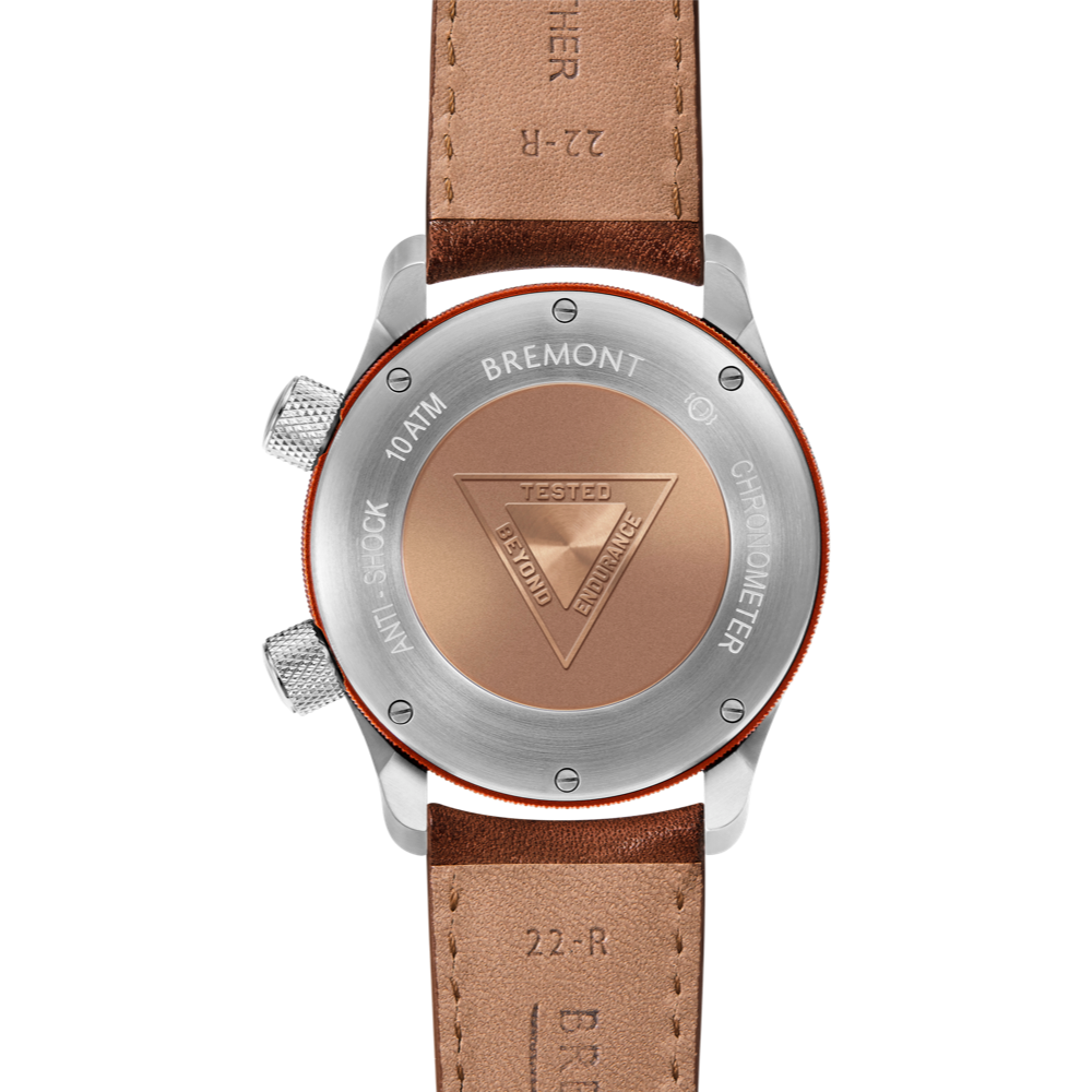 Bremont Watch Company Configurator MBII Custom Stainless Steel, White Dial with Orange Barrel & Closed Case Back