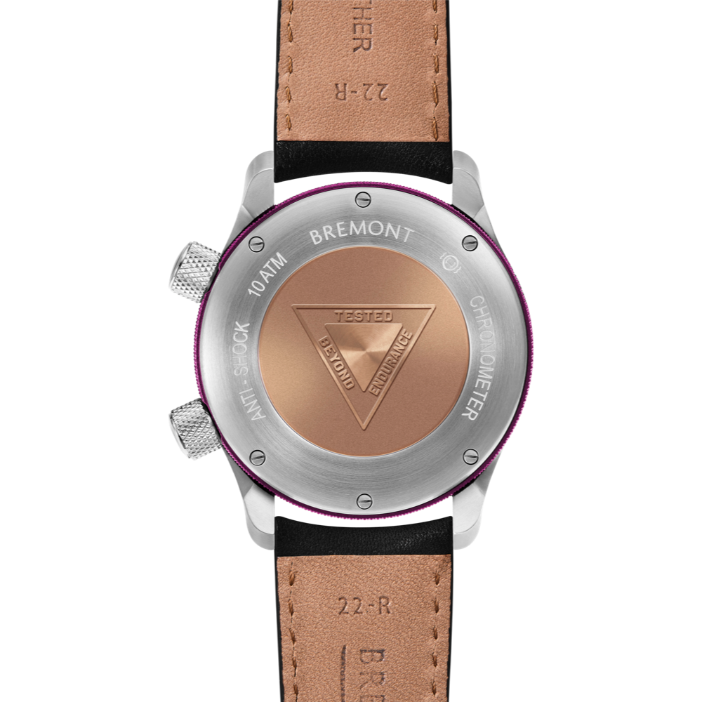 Bremont Watch Company Configurator MBII Custom Stainless Steel, Blue Dial with Purple Barrel & Closed Case Back