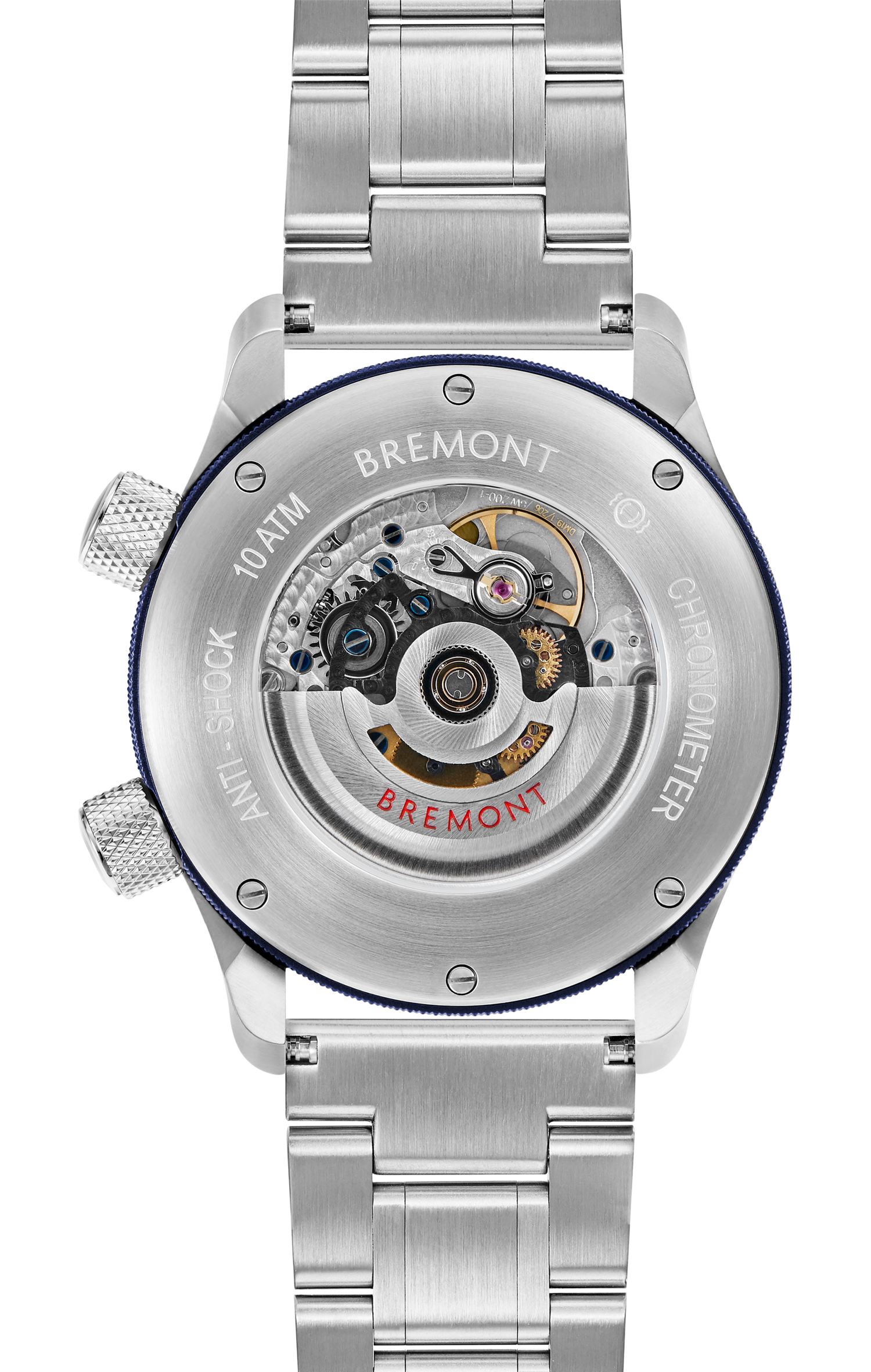 Bremont Watch Company Configurator MBII Custom Stainless Steel, White Dial with Dark Blue Barrel & Open Case Back