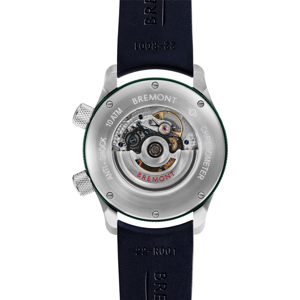 Bremont Watch Company Configurator MBII Custom Stainless Steel, White Dial with Green Barrel & Open Case Back
