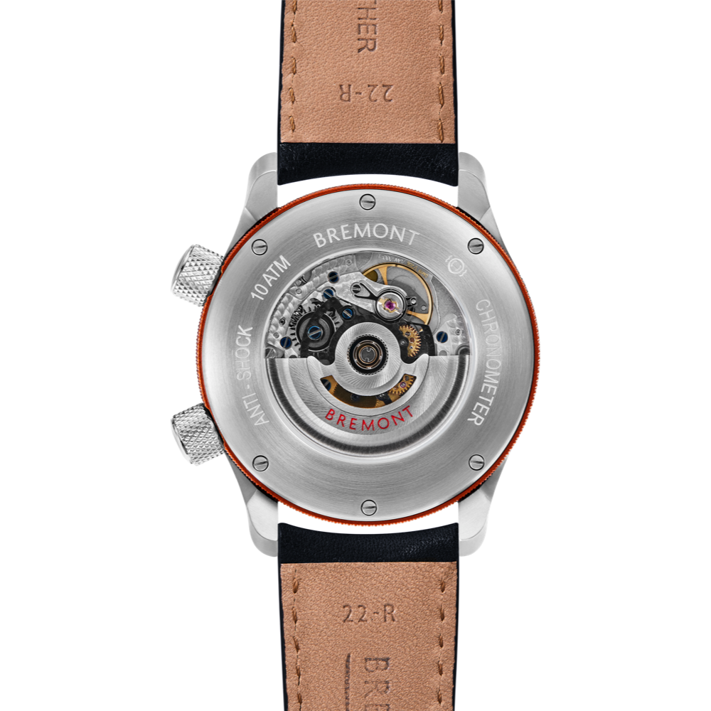 Bremont Watch Company Configurator MBII Custom Stainless Steel, White Dial with Orange Barrel & Open Case Back