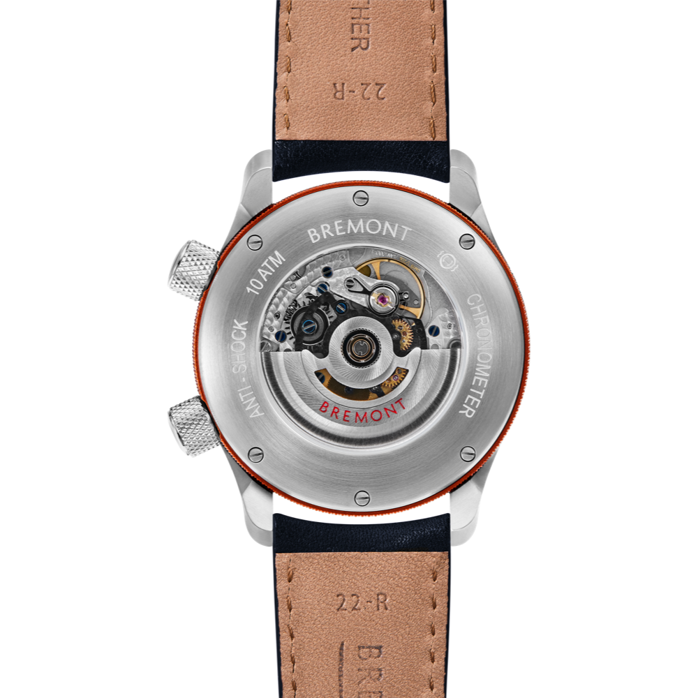 Bremont Watch Company Configurator MBII Custom Stainless Steel, Black Dial with Orange Barrel & Open Case Back