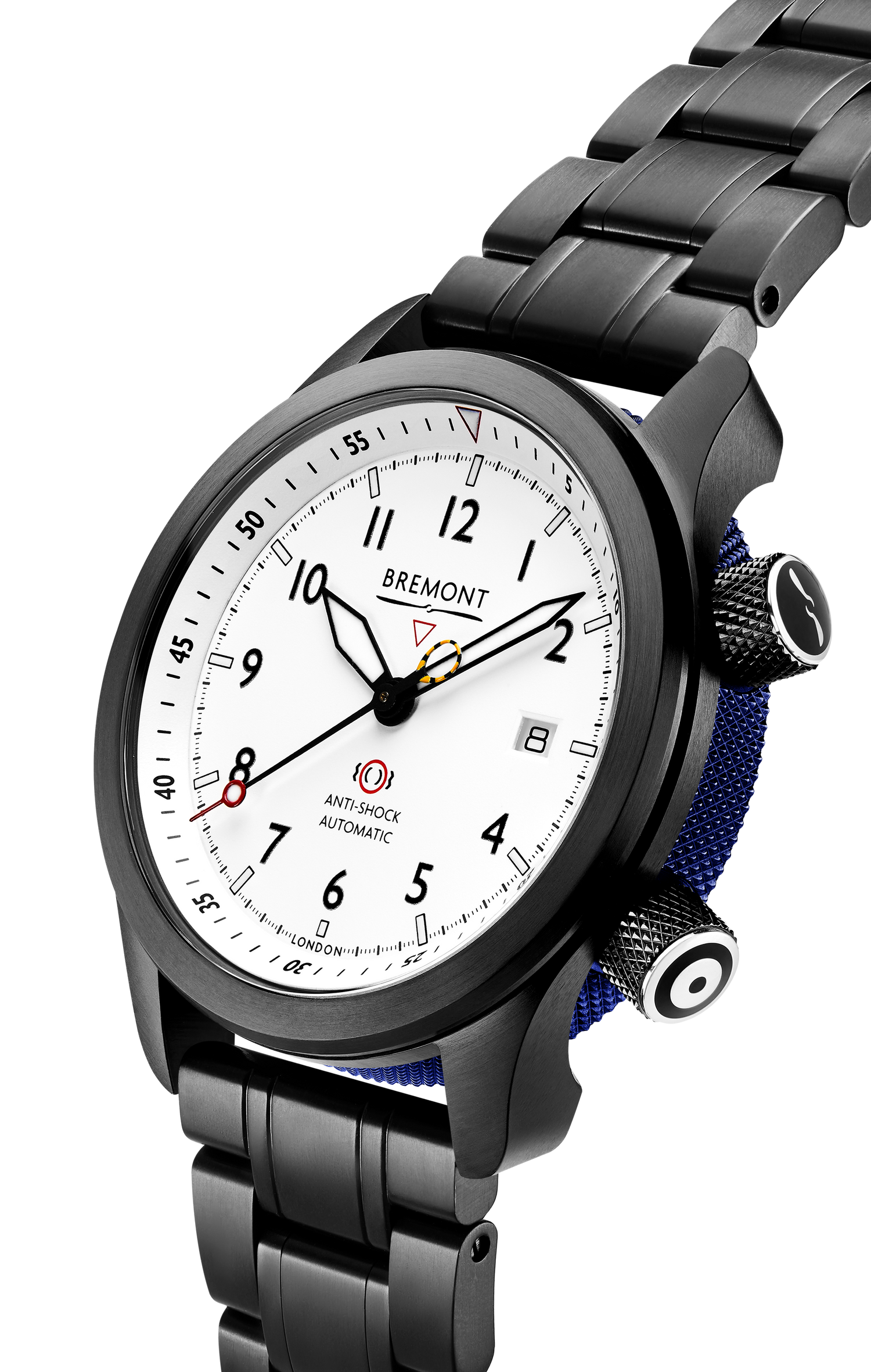 Bremont Watch Company Configurator MBII Custom DLC, White Dial with Dark Blue Barrel & Open Case Back