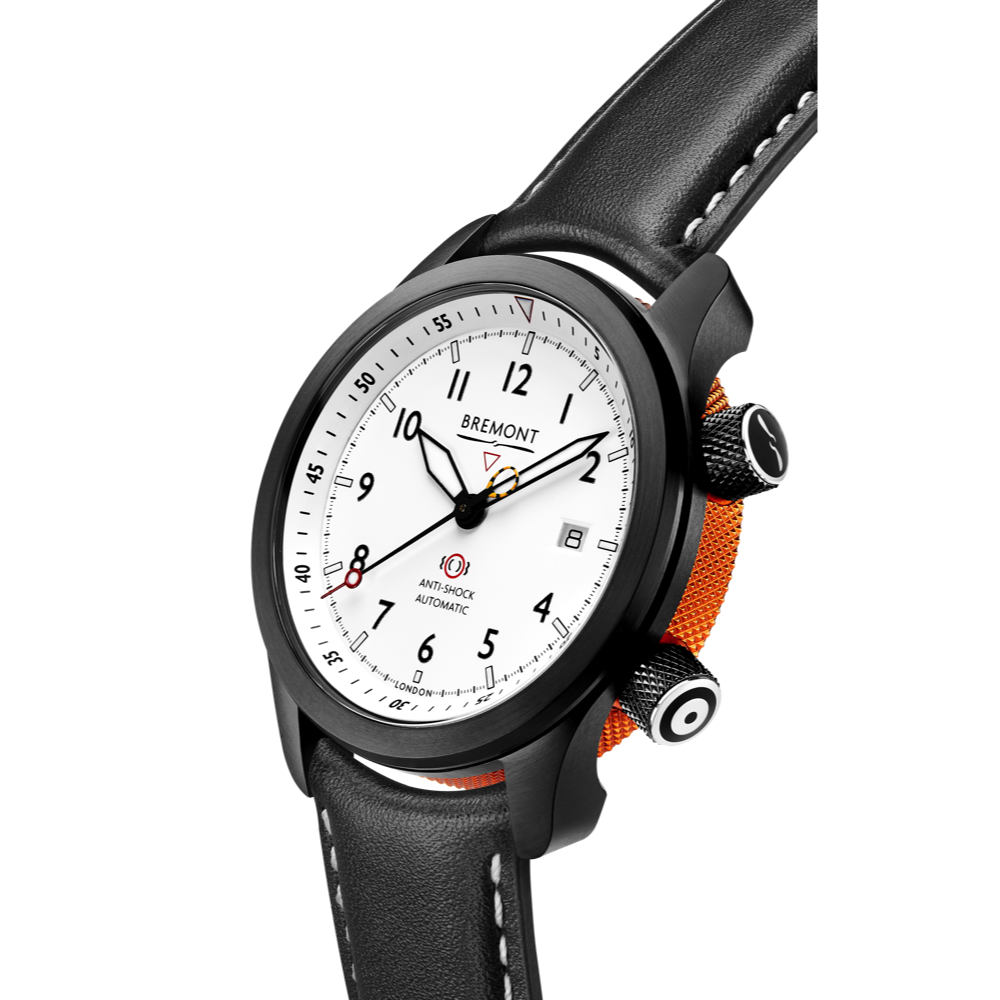 Bremont Watch Company Configurator MBII Custom DLC, White Dial with Orange Barrel & Closed Case Back