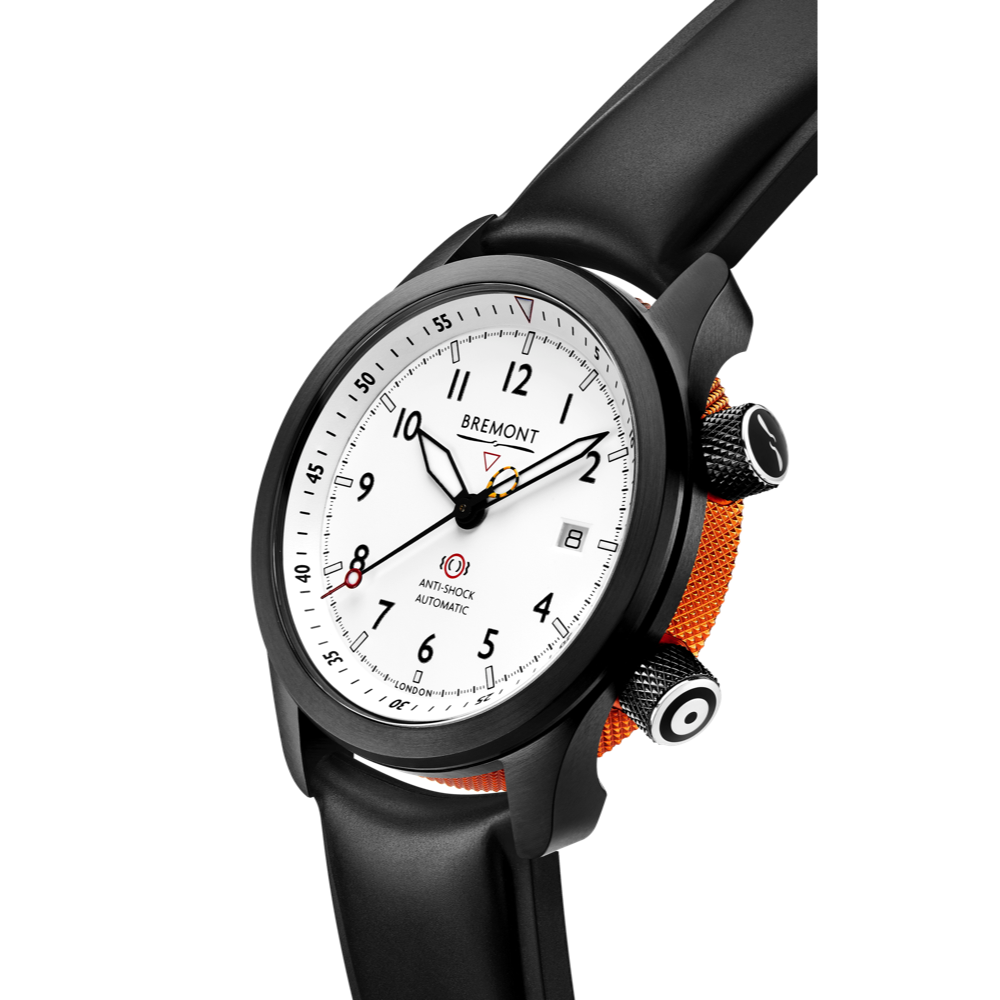 Bremont Watch Company Configurator MBII Custom DLC, White Dial with Orange Barrel & Open Case Back
