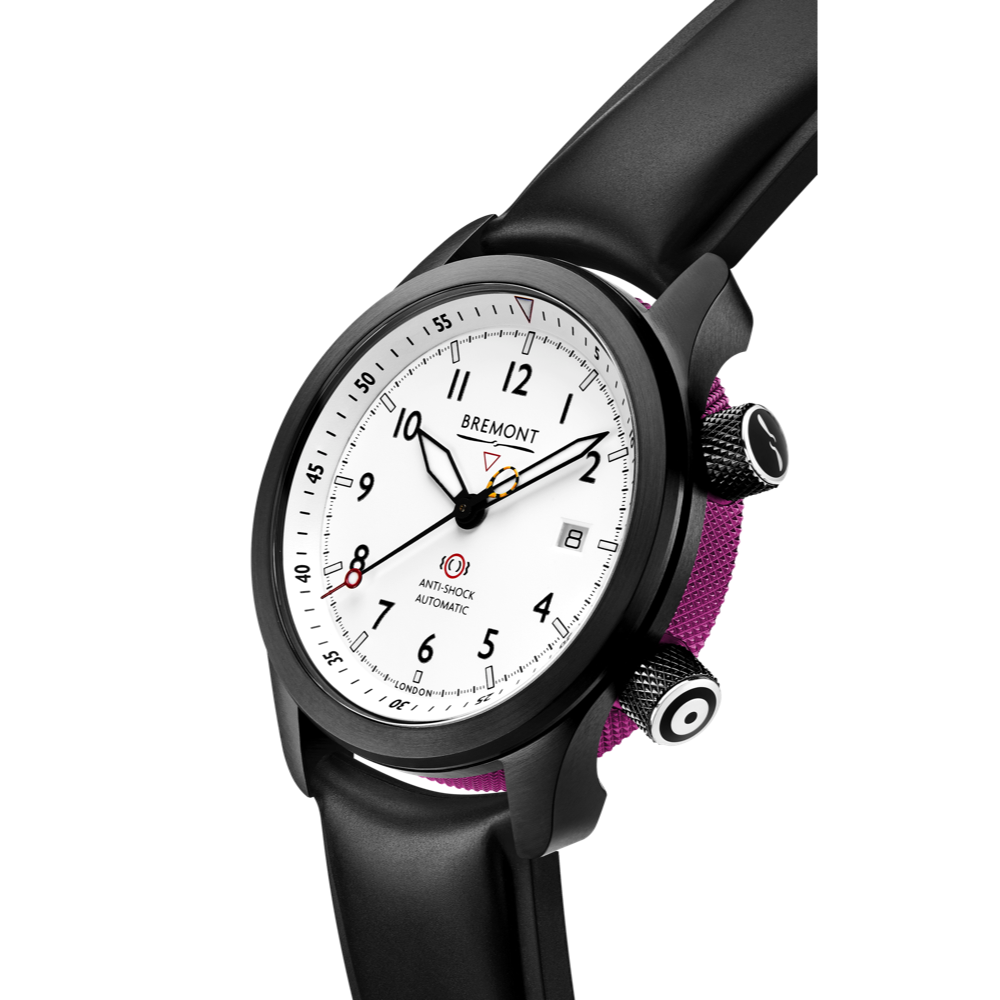 Bremont Watch Company Configurator MBII Custom DLC, White Dial with Purple Barrel & Closed Case Back
