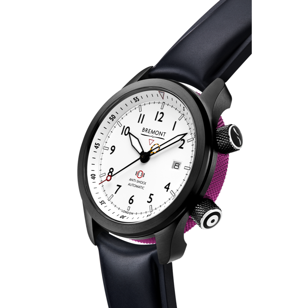 Bremont Watch Company Configurator MBII Custom DLC, White Dial with Purple Barrel & Open Case Back