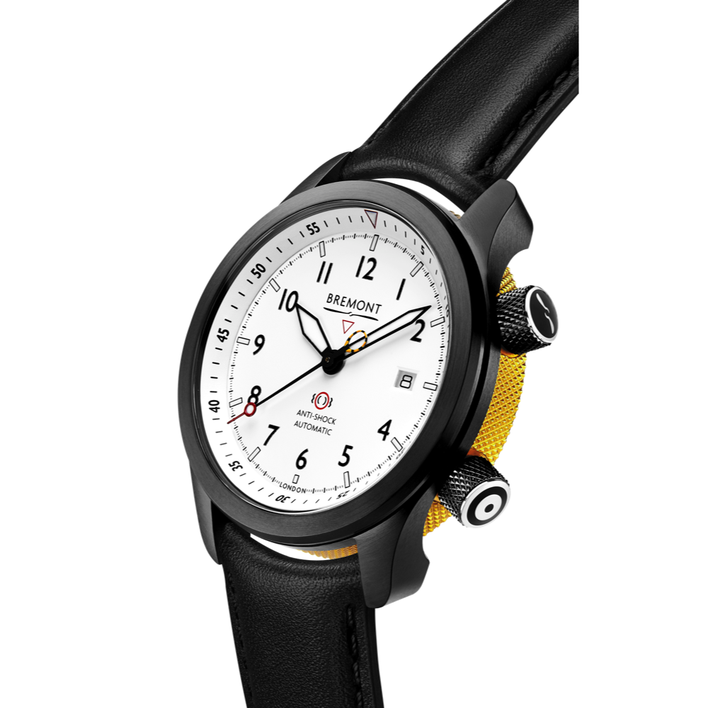 Bremont Watch Company Configurator MBII Custom DLC, White Dial with Yellow Barrel & Open Case Back