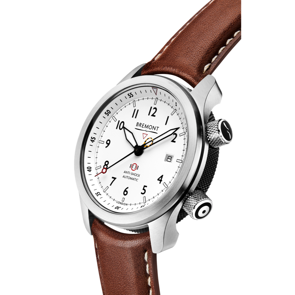 Bremont Watch Company Configurator MBII Custom Stainless Steel, White Dial with Jet Barrel & Open Case Back
