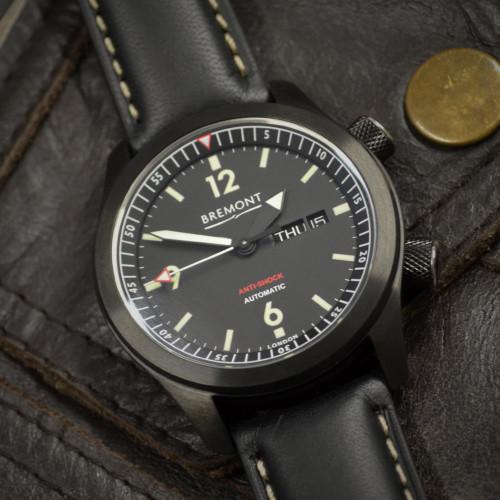 Bremont Chronometers Watches | Mens | U-2 22mm Black Leather U-2 Black dial, DLC