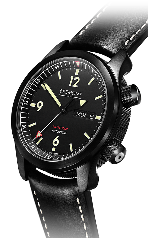 Bremont Chronometers Watches | Mens | U-2 22mm Black Leather U-2 Black dial, DLC