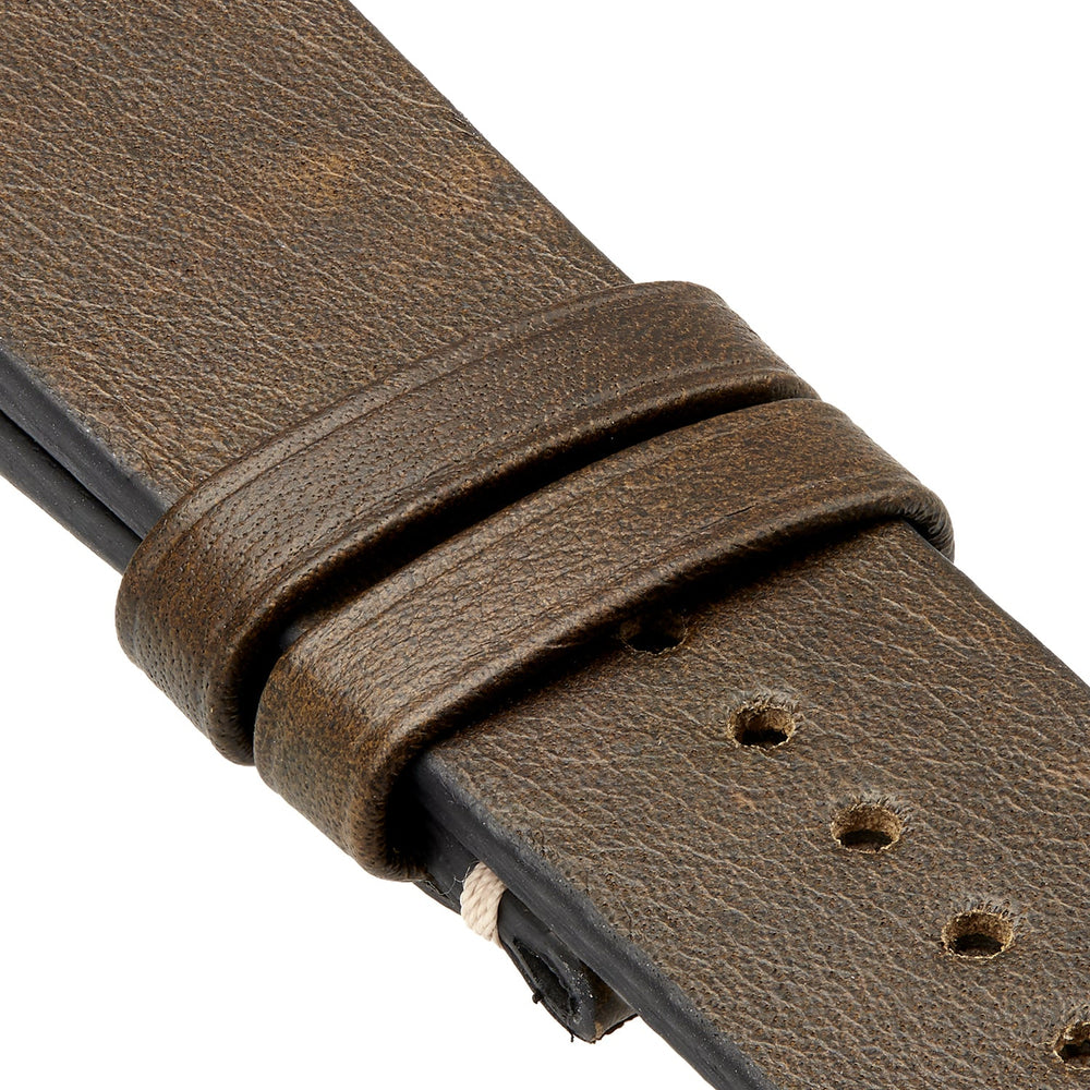 Bremont Chronometers Straps | Mens | Leather | Vintage Vintage Leather Strap - Khaki - Side Stitch
